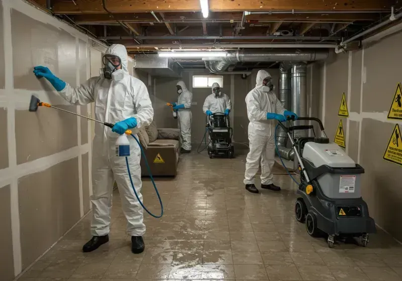 Basement Moisture Removal and Structural Drying process in Bedford, VA